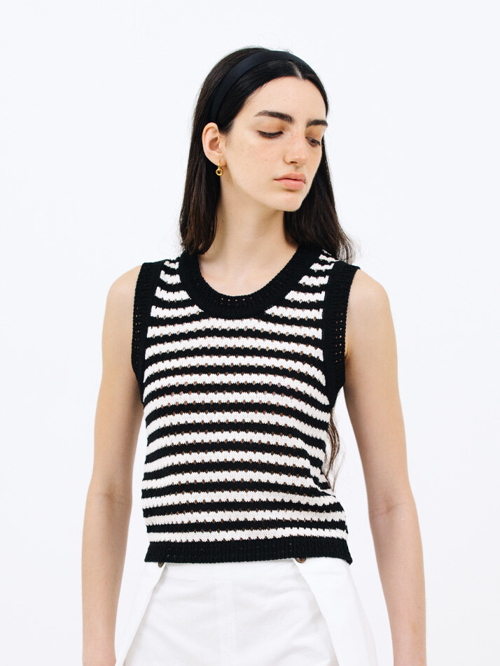 punching stripe knit_black