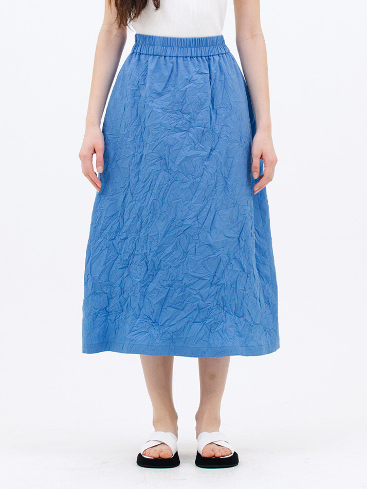 crease midi skirt_hawaian blue