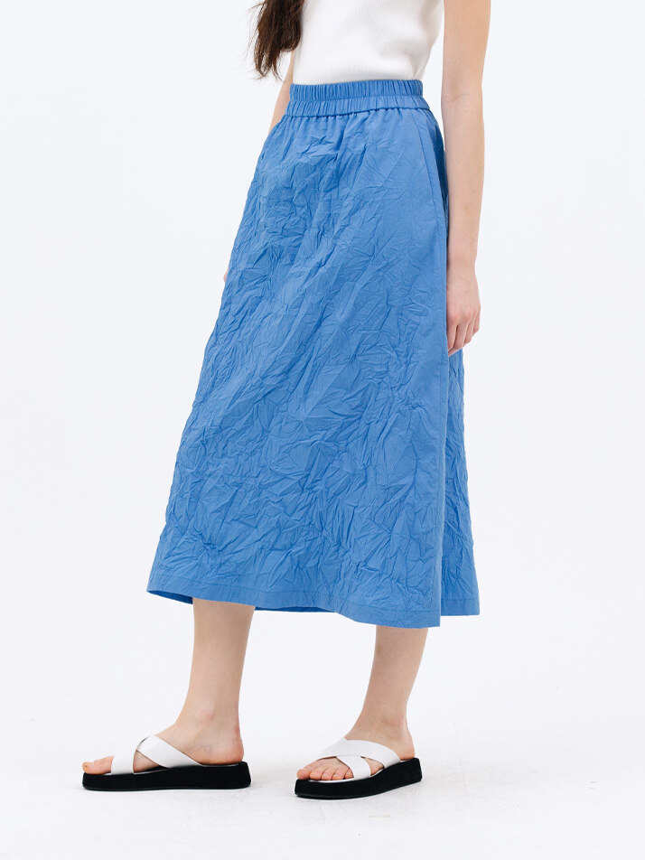 crease midi skirt_hawaian blue