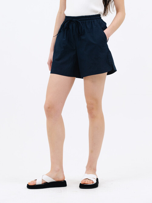 crease string mini shorts_navy