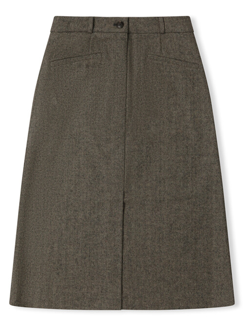 herringbone h Line skirt_berry brown