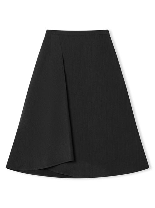 layered flare skirt_dust charcoal