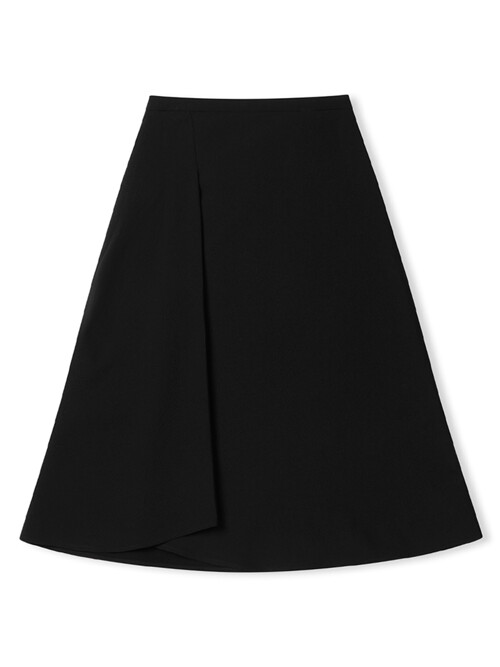 layered flare skirt_black