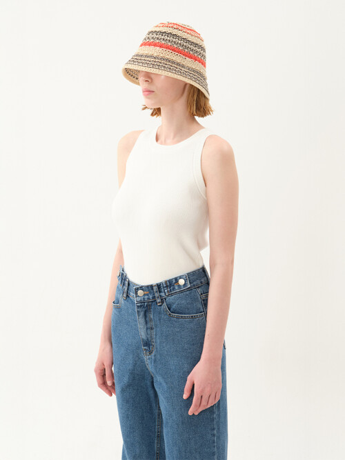 stripe bucket hat_orange