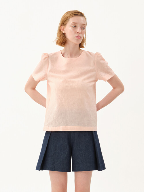 seersucker blouse_apricot