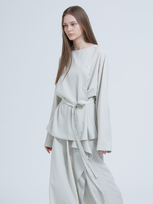 Toko belted wrap blouse _ Taupe