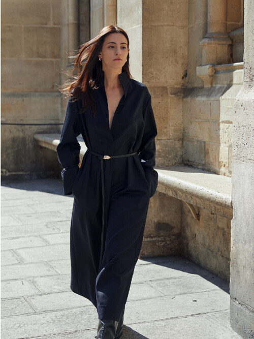 Agnes wool dress with leather belt