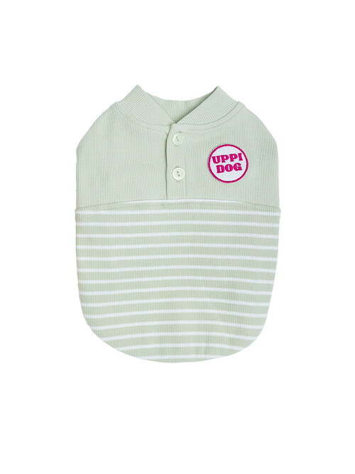 Half button tee_Baby green