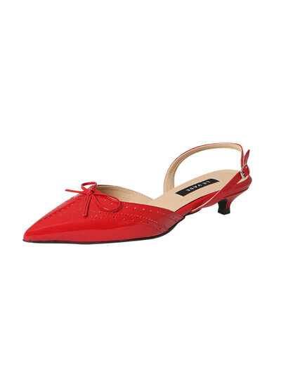 GLOSSY SLING BACK ( RED )