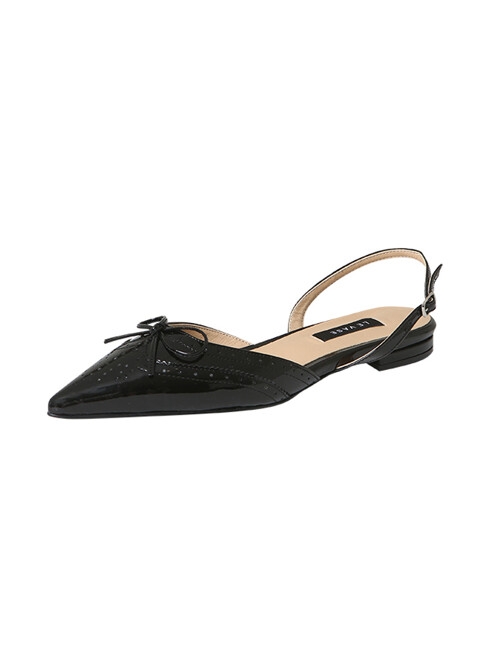 GLOSSY SLING BACK ( BLACK )