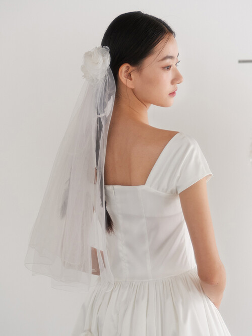 Bridal Twin Tails Veil_white