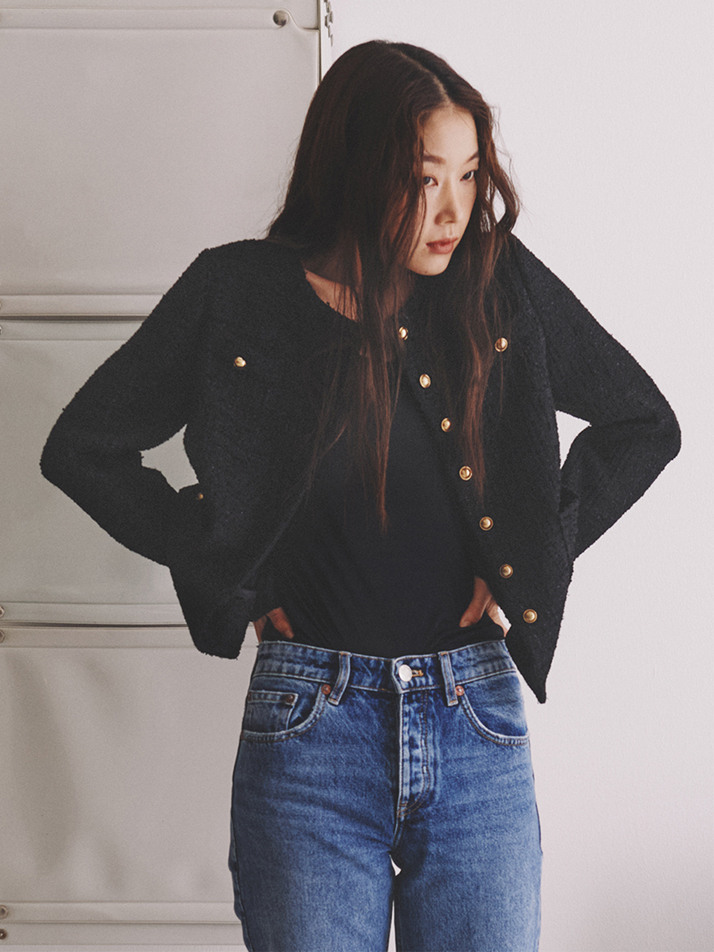Gold Button Tweed Jacket