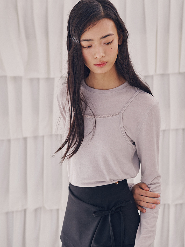 Pauline Bustier Layered T-shirt_gray