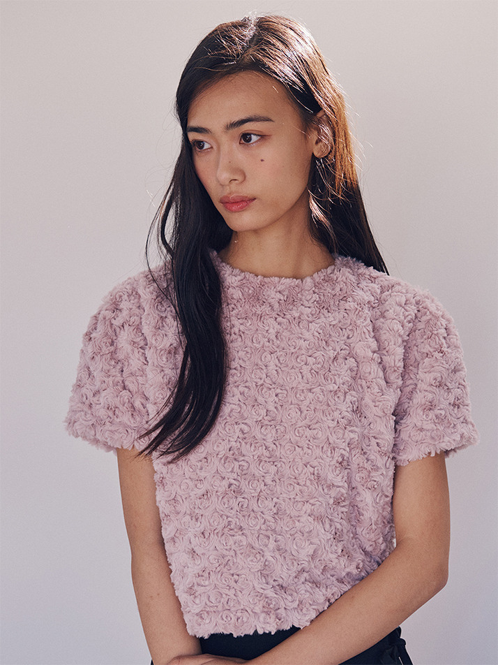Rosy Heart Fur Blouse_lavender