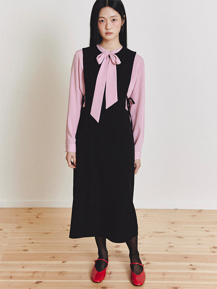 Ribbon Vest H-line One-piece