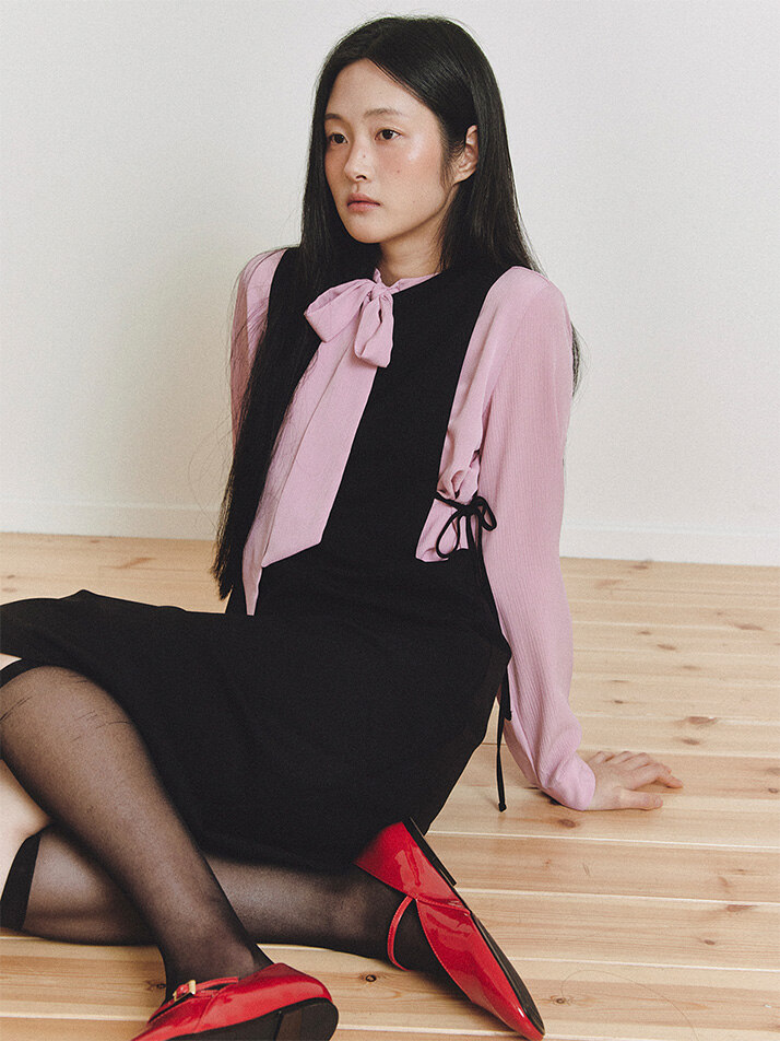 Ribbon Vest H-line One-piece