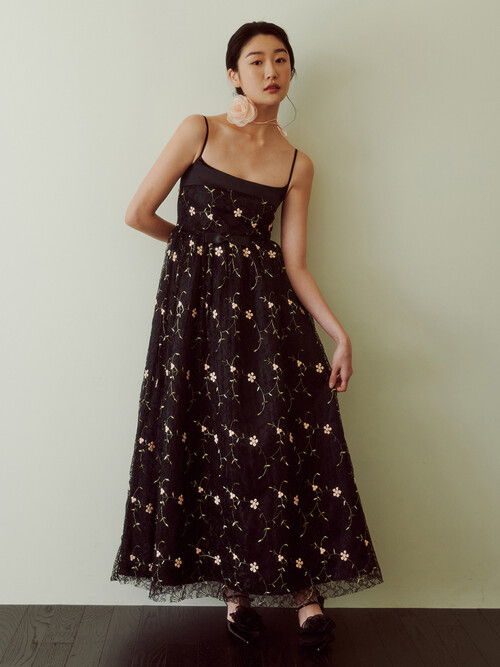 Bridal Monet Floral Dress_black