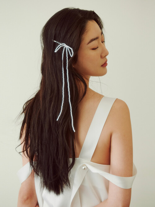 Bridal Pearl Bow Hair Pin_ivory