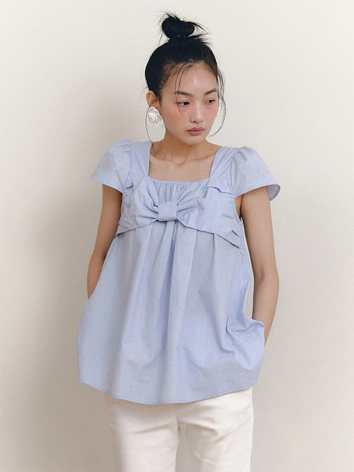 Lily Twist Ribbon Blouse_blue