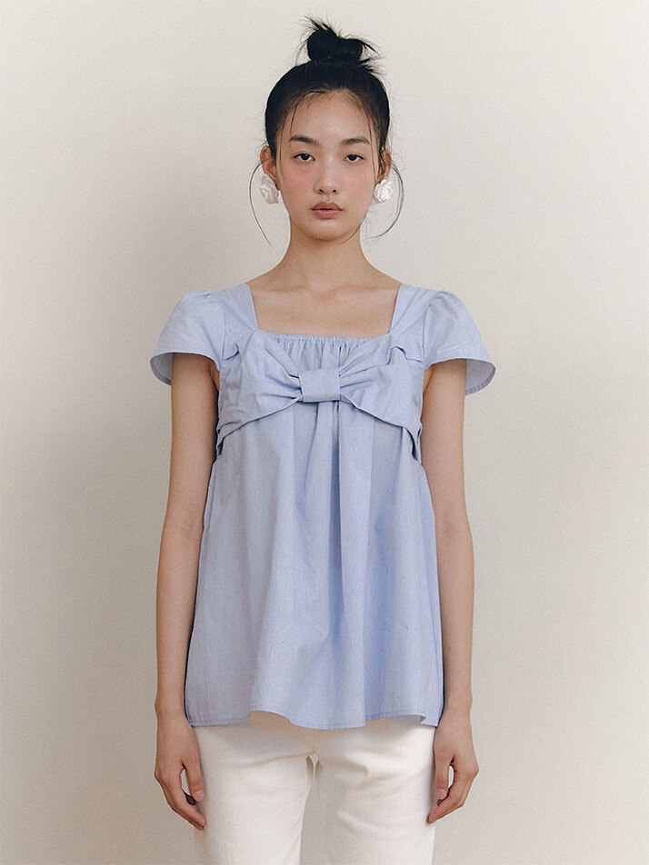 Lily Twist Ribbon Blouse_blue