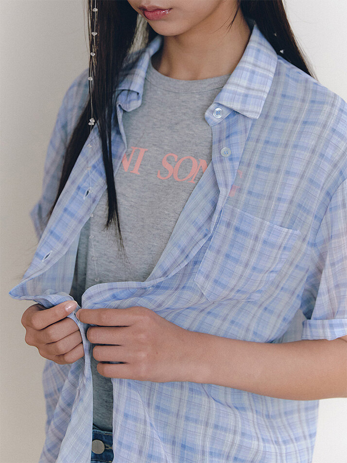 Sheer Fresh Check Blouse_blue