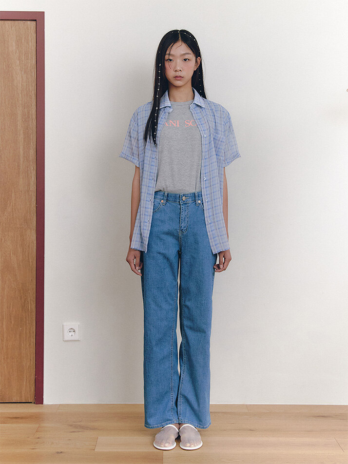 Sheer Fresh Check Blouse_blue