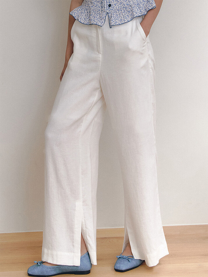 Linen Slit Pants_white