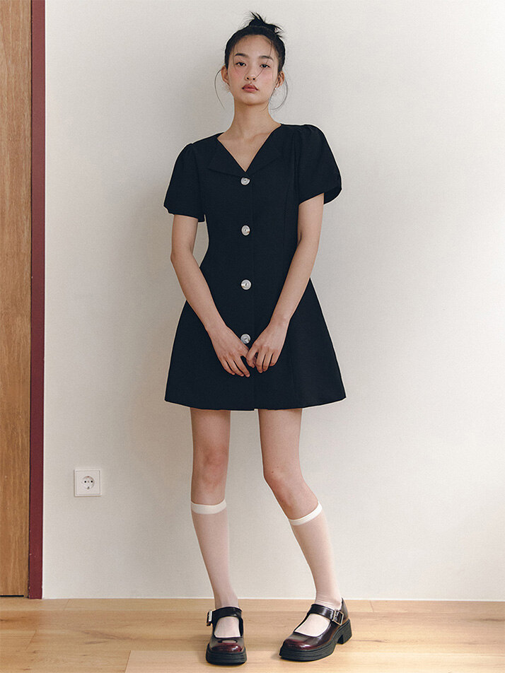 Half Collar Jacket One-piece_black