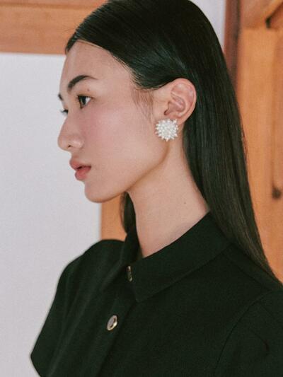 Bridal Pearl Snowflake Earrings_white 