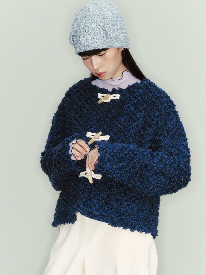 Fluffy Duffle Cardigan_blue