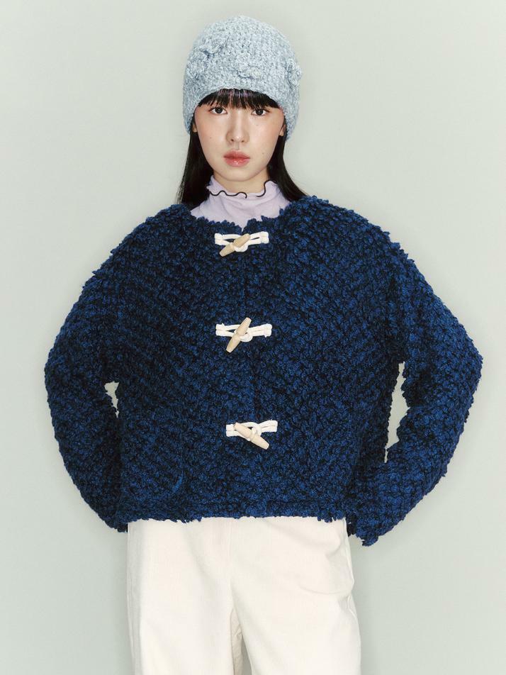 Fluffy Duffle Cardigan_blue