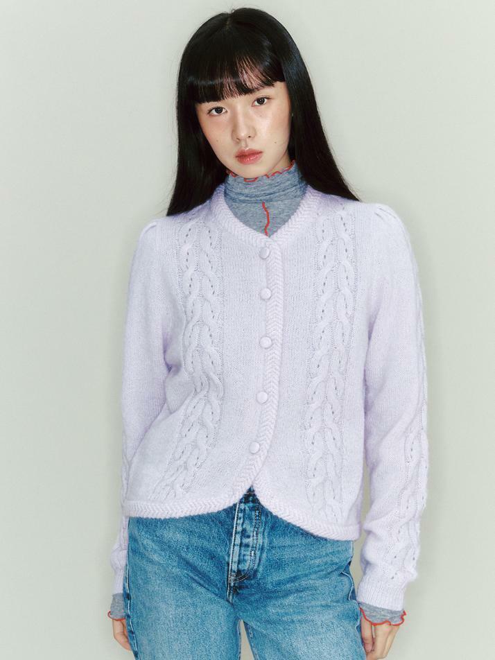 Sally Cable Knit Cardigan_light purple