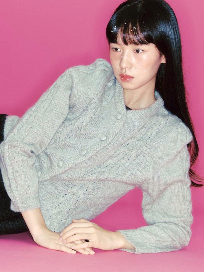 Sally Cable Knit Cardigan_gray