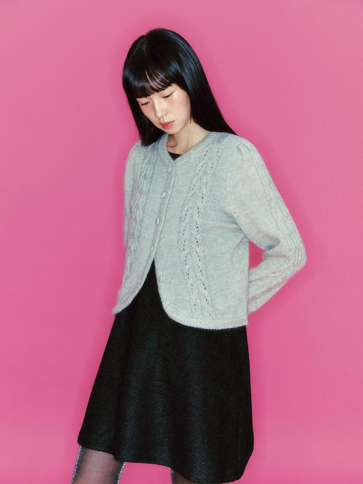 Sally Cable Knit Cardigan_gray