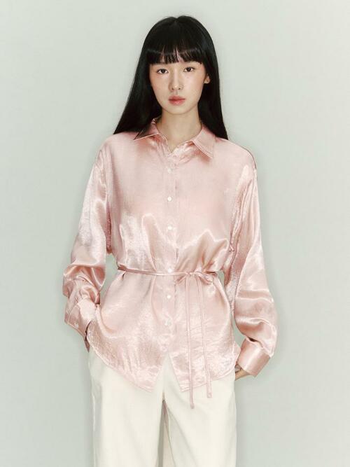 Glossy Satin Shirt_pink