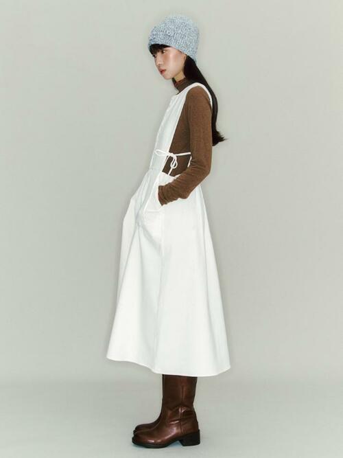 Corduroy Ribbon Vest One-piece_ivory