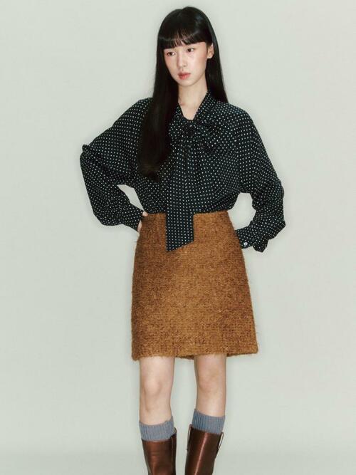 Star Candy Wool Skirt_camel