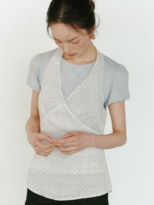 Dotted Halterneck Bustier_ivory