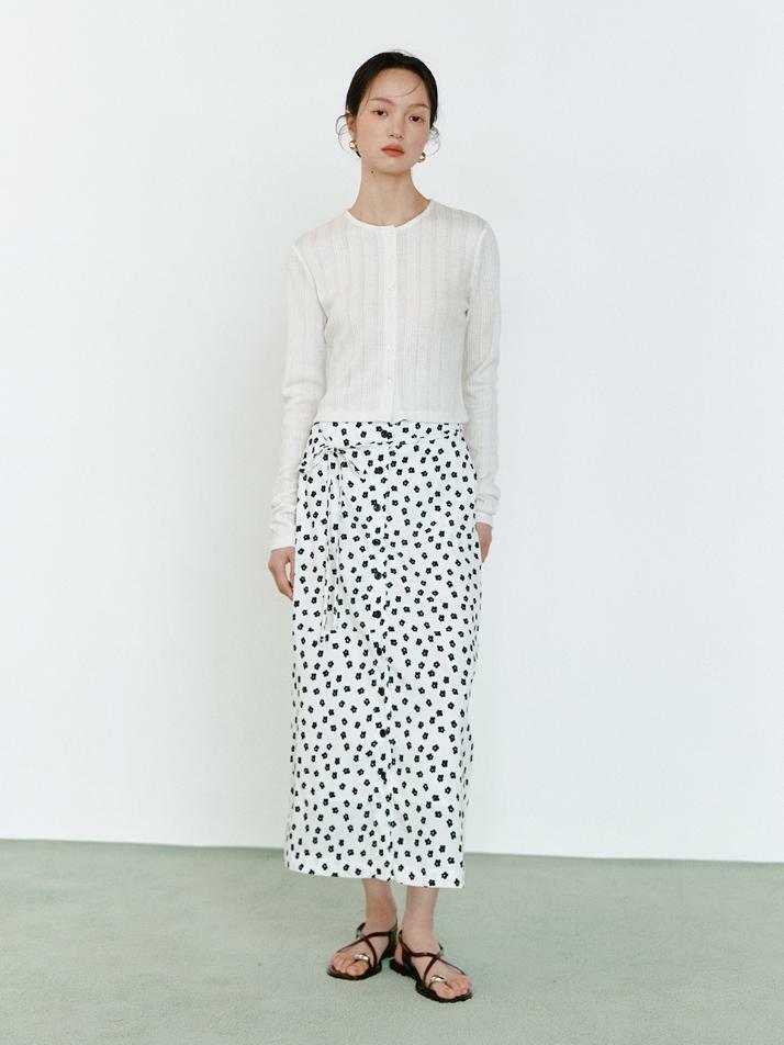 Lady Button-up Skirt_flower dot