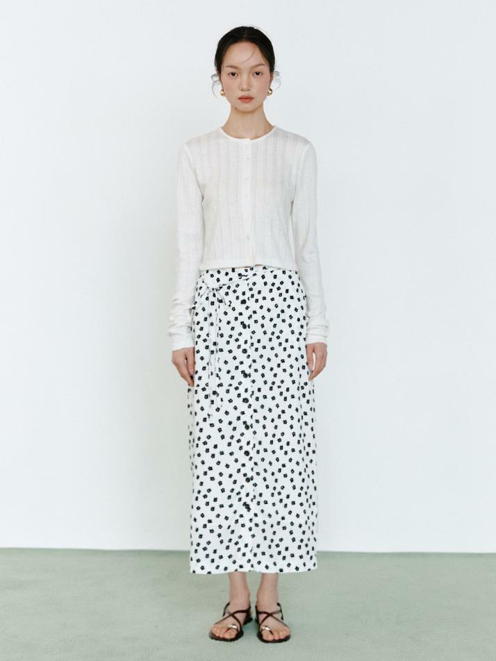Lady Button-up Skirt_flower dot