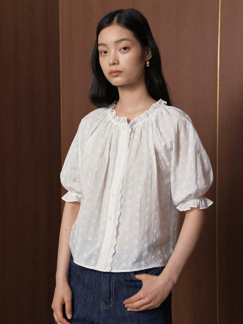 Rose in Row Blouse_white