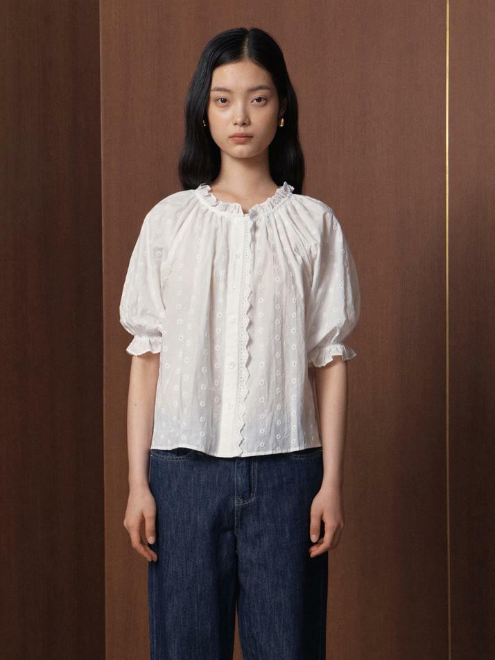 Rose in Row Blouse_white
