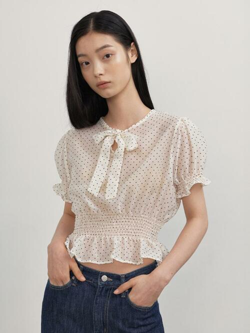 Highteen Dot Blouse_vanilla