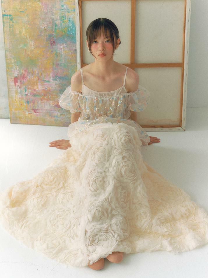 Bridal Pastel Bloom Dress_pale yellow
