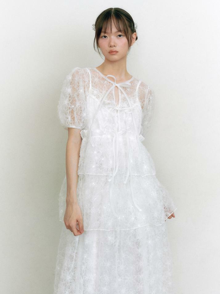 Bridal Meringue Flower Dress_white