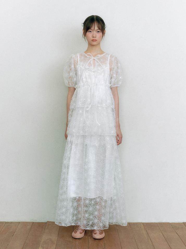 Bridal Meringue Flower Dress_white