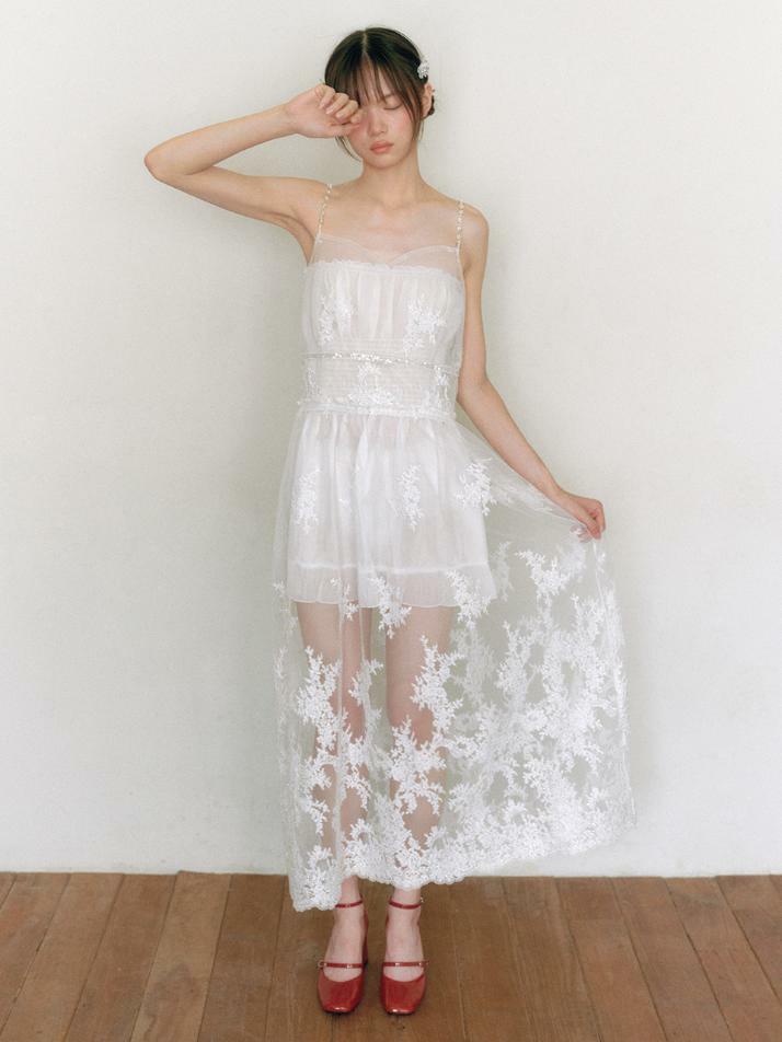 Bridal Stardust Slip Dress_white