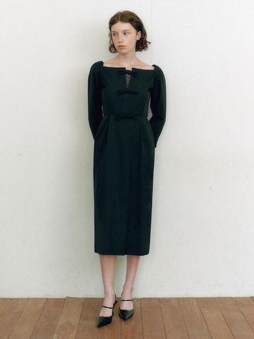Bridal Ribbon Drops One-piece_black