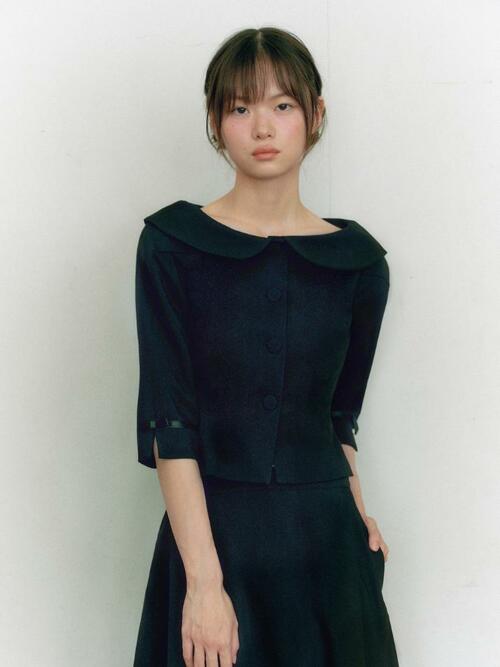 Bridal Tulip Collar Two-piece-JACKET_black