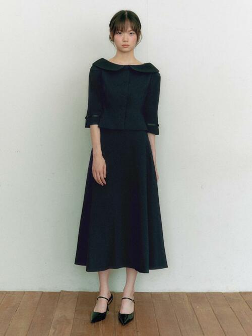 Bridal Tulip Collar Two-piece-SKIRT_black